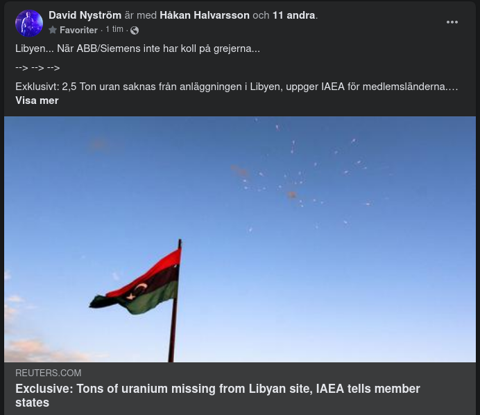 2,5 Ton Uran Saknat I Libyen