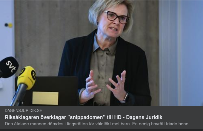 Riksåklagare Lundh Överklagar Snippadomen Till HD