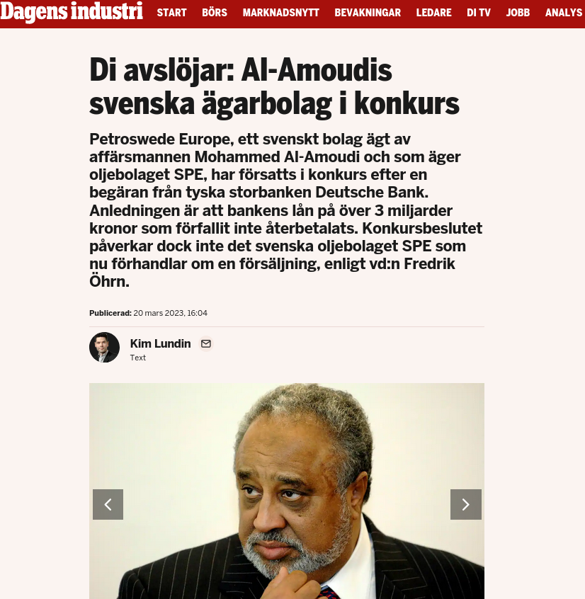 Ett AvAl-Amoudis Svenska Ägarbolag I Konkurs