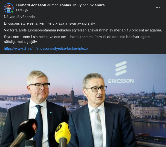 Ericssons Styrelse Ger Sig Själva Ansvarsfrihet