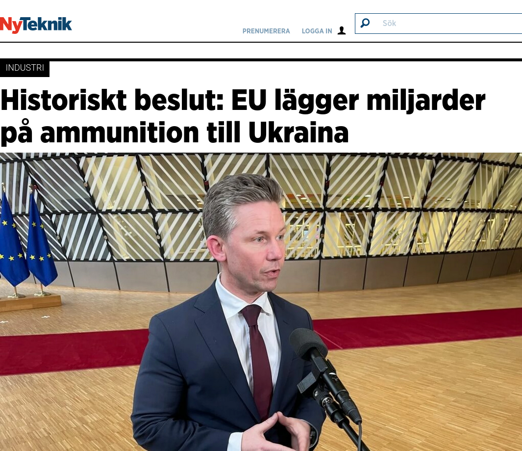 EU-Miljarder På Ammunition Till Ukraina