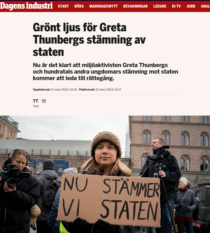 Gretas Stämning Vidare Till Rättegång