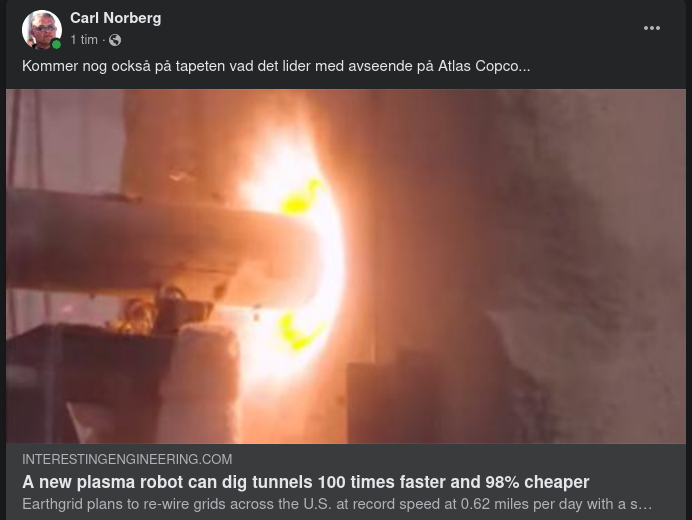 Snabbt Tunnelskapande Plasmarobot