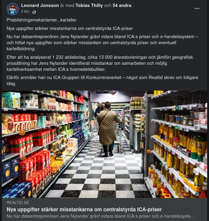 Stärkta Misstankar Om Centralstyrda ICA-Priser