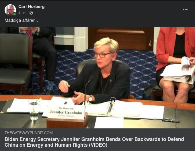 Granholm Försvarar Kina Över Energi & Mänskliga Rättigheter