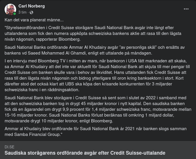 Saudi National Banks Styrelseordförande Avgår