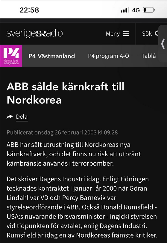 ABB & Nordkoreansk Kärnutrustning