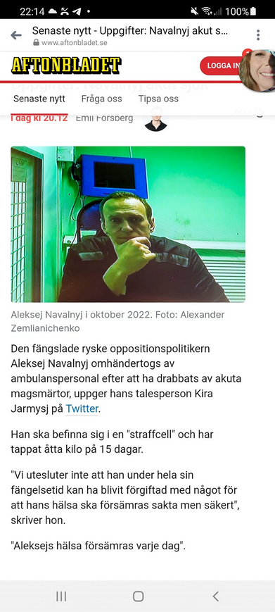 Daglig Hälsoförsämring För Navalnyj