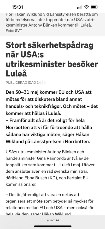 EU - USA Möts I Luleå 30-31 Maj