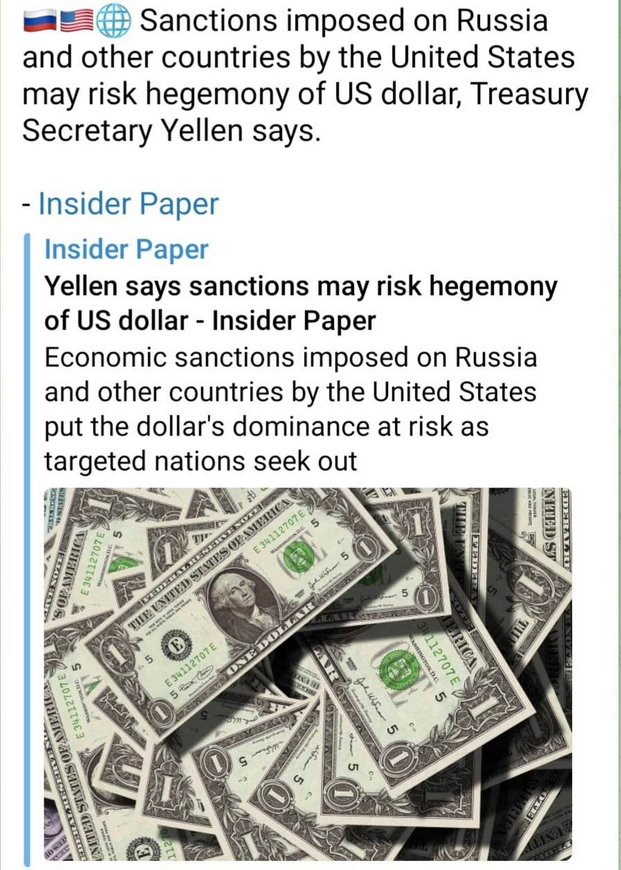 Yellen Ser Risk För Dollarhegemonin