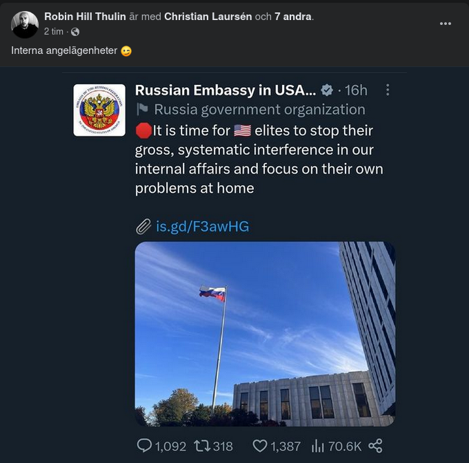 Ryskt Påpekande Om Interna Angelägenheter