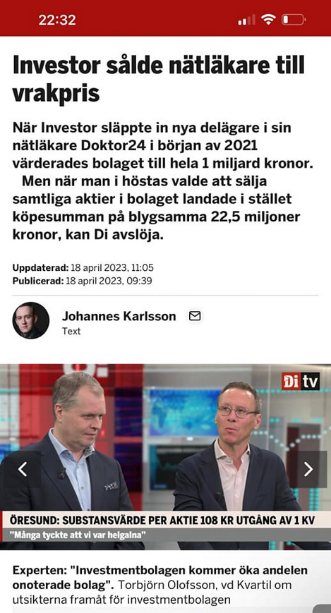 Miljardvärderad Nätläkare & Faktisk Försäljningspris