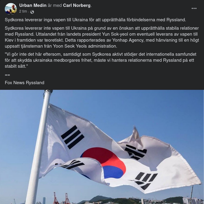 Sydkoreanska Vapenleveranser Till Ukraina Var Teoretiska