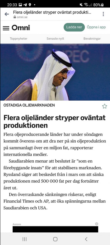 Produktionsstrypande Oljeländer