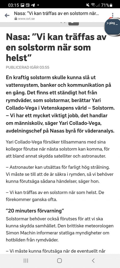 Solstormsvarnande Nasa