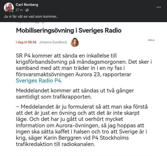 Mobiliseringsövningsmeddelande I SR P4