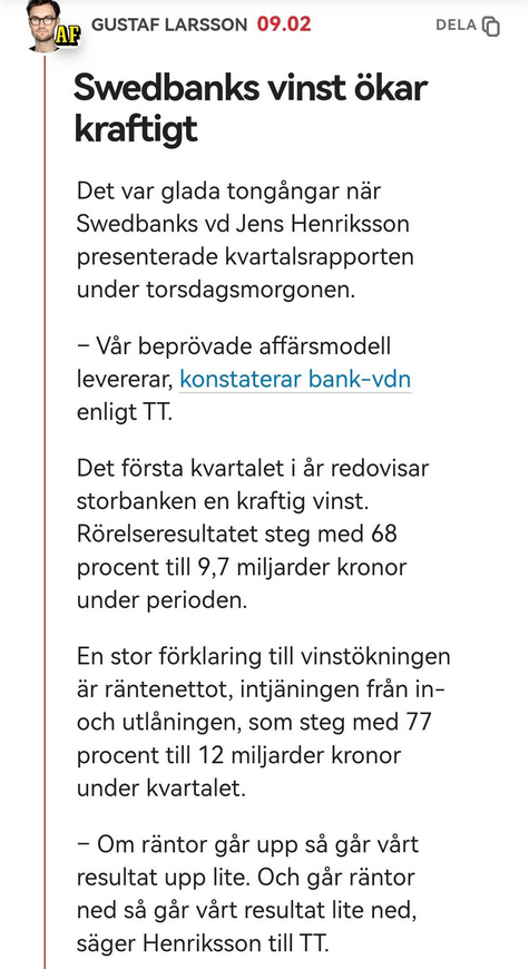 Kraftig Vinstökning För Swedbank