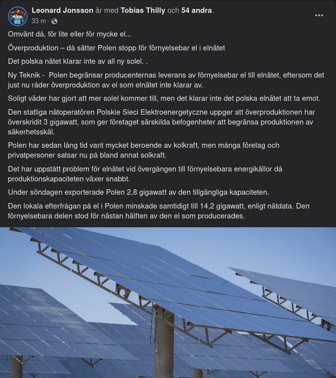 Överenergisk Polsk Solelsproduktion