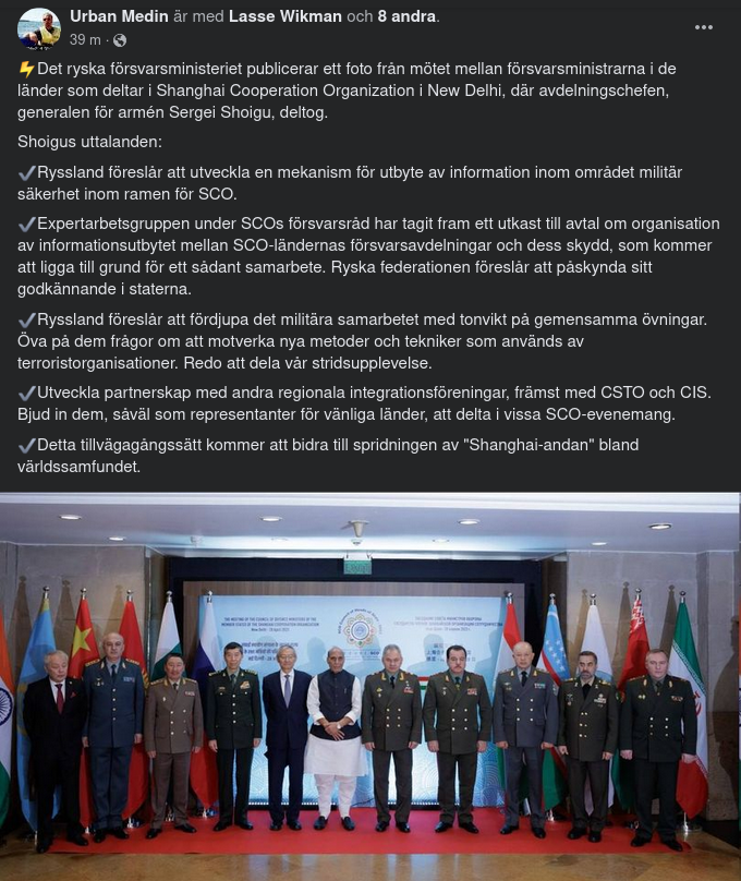 Försvarsministermötande SCO