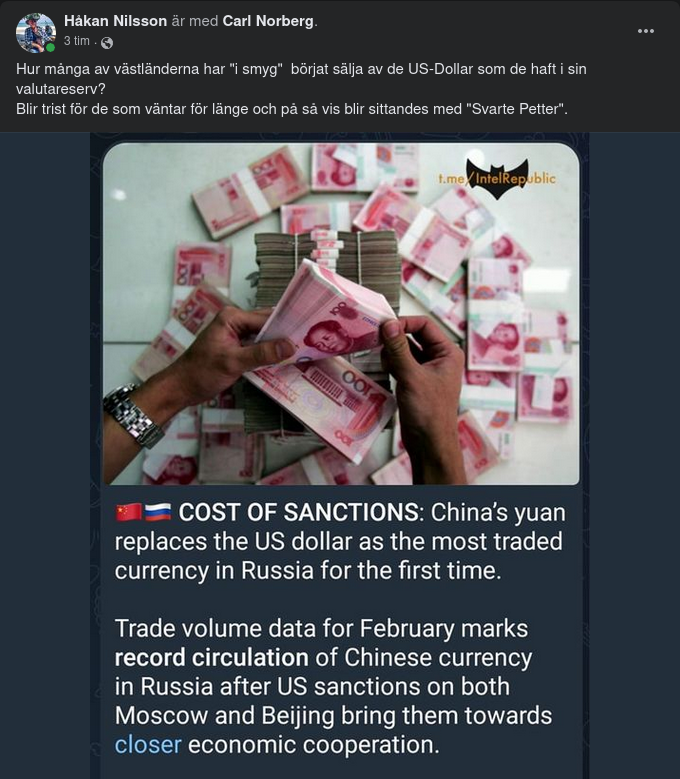 Dollarn Passerad Av Yuan I Ryssland