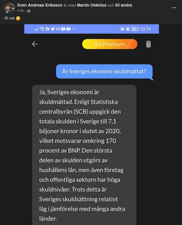 AI Konfirmerar Att Sveriges Ekonomi Är Skuldmättat
