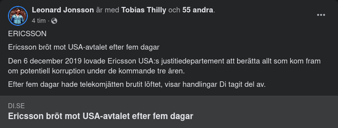 Snabbt Avtalsbrytande Ericsson