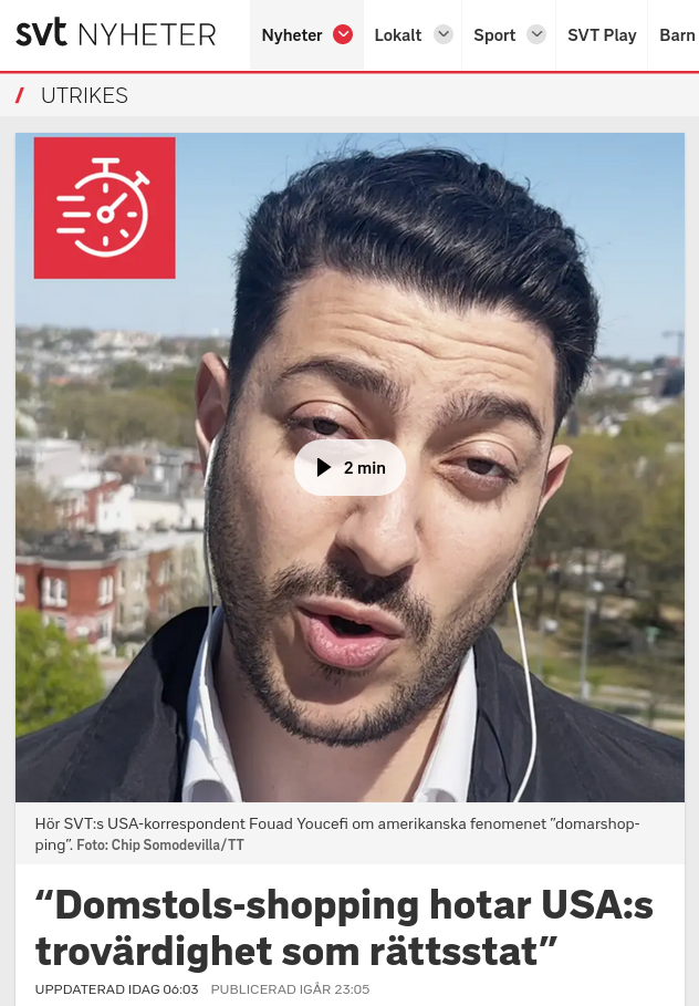 Amerikanskt Domstols-Shoppande Optiskt I SVT