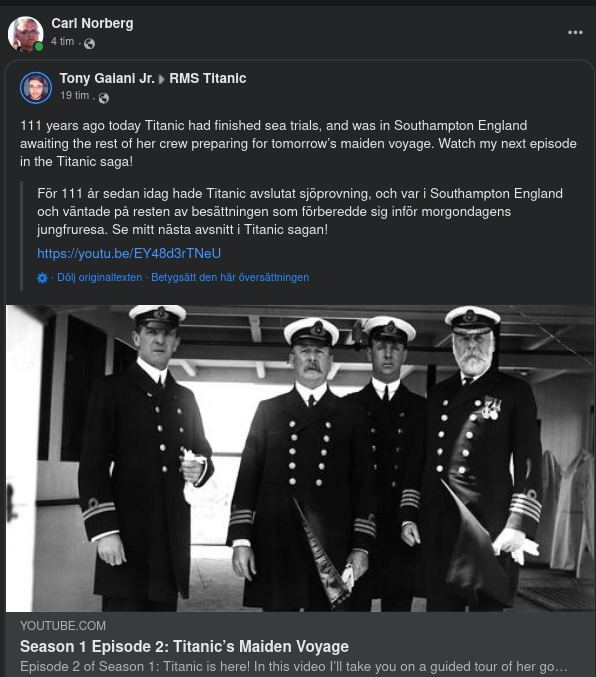 Titanic För 111 År Sedan