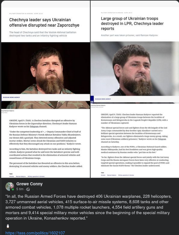 Kadyrov & Konashenkov Rapporterar Om Ukraina