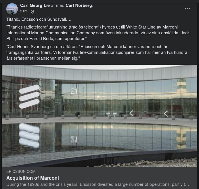 Titanic, Marconi & Ericsson