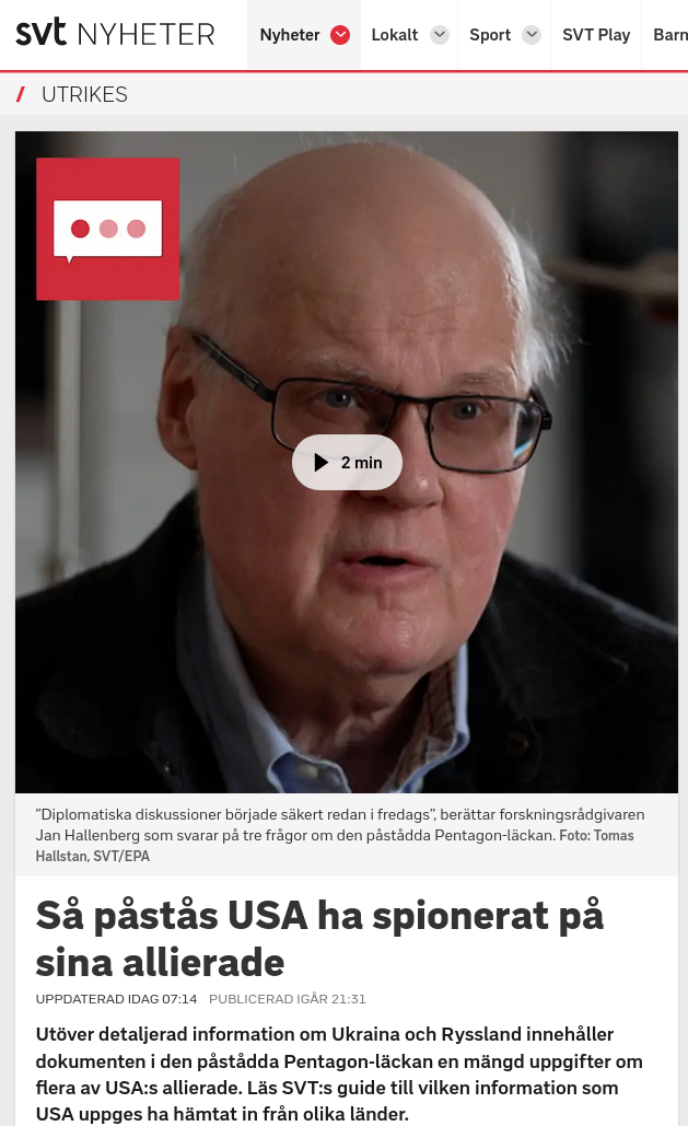 SVT-Guide För Påstått USA-Spioneri