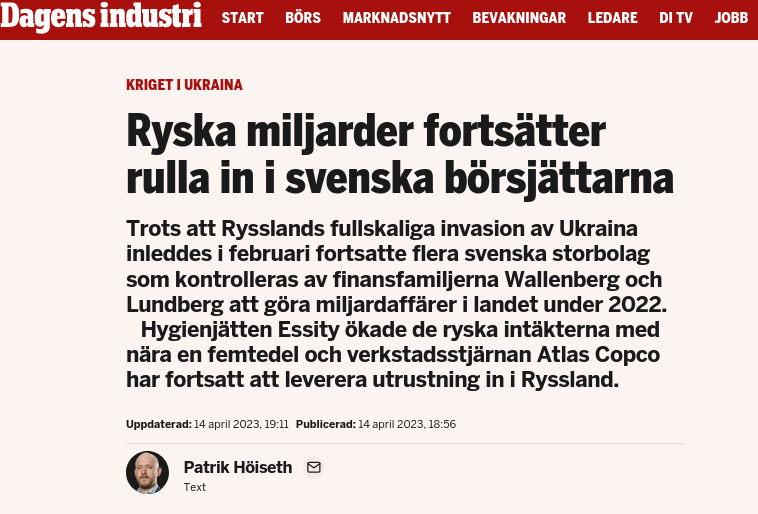 Fortsatt Svenska Miljardaffärer I Ryssland