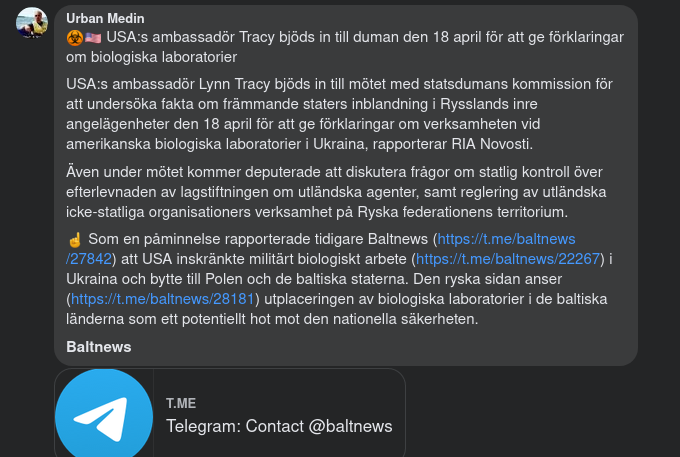 USA:s Ambassadör Inbjuden Till Duman För Att Förklara Biolabbsverksamhet  I Ukraina - Tackar Nej