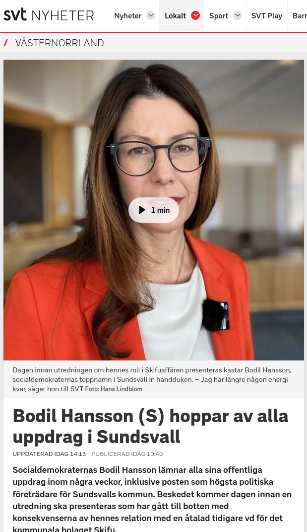Bodil Lämnar Alla Uppdrag I Sundsvall