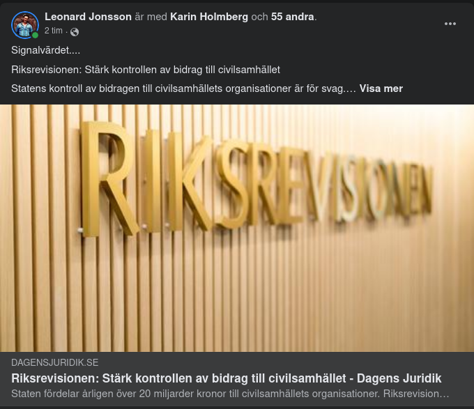 Riksrevisionen Vill Stärka Bidragskontrollen Till Civilsamhället