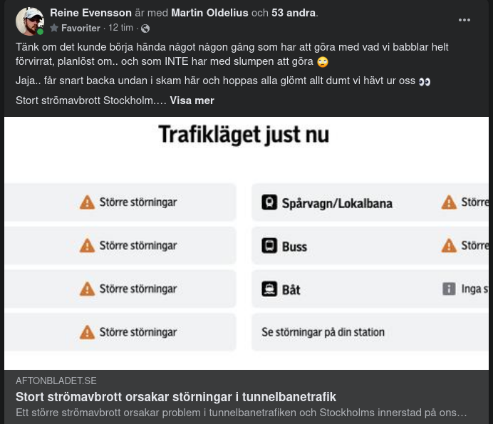 Stort Strömavbrott Stör Tunnelbanetrafiken
