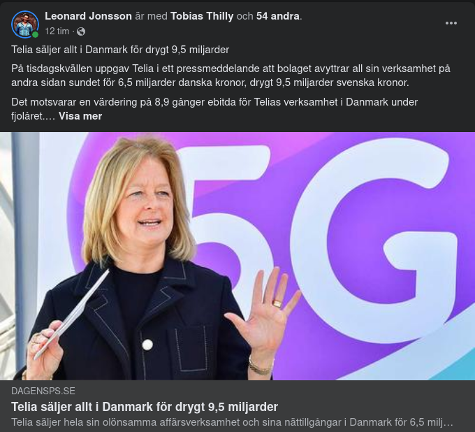 Telia Säljer Rubbet I Danmark