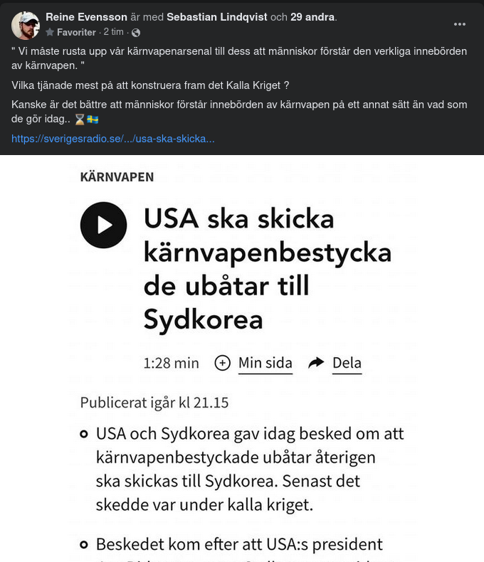 USA Skickar Kärnvapenladdade Ubåtar Till Sydkorea