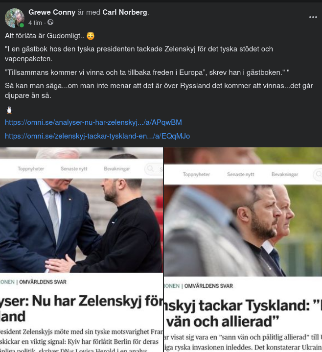 Tysklandsförlåtande Zelensky Gästboksskriver