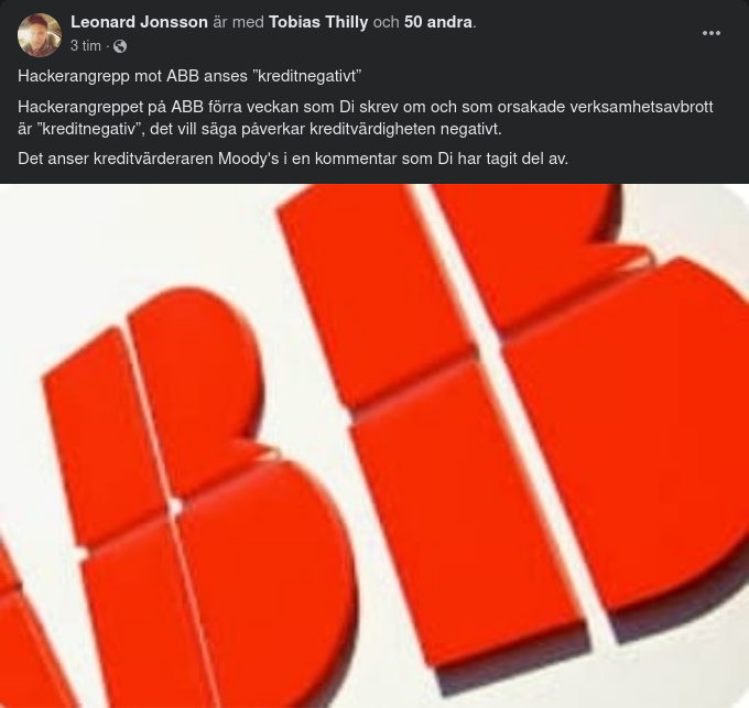 ABB Utsatt För Kreditnegativt Hackerangrepp