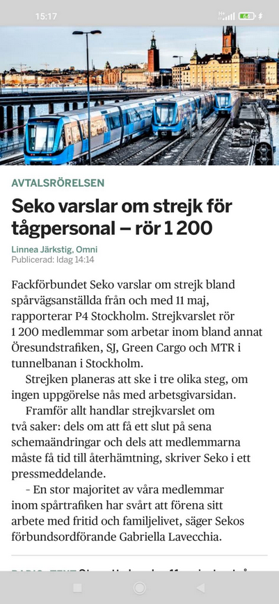 Varslad Tågpersonalstrejk 11 Maj