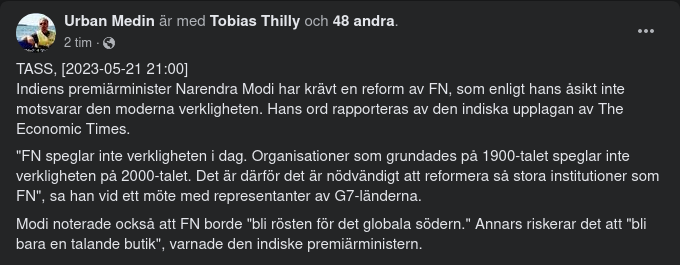 Modi Kräver Att FN Reformeras