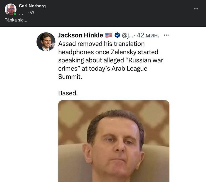 Assad Agerar På Zelenskys Ord