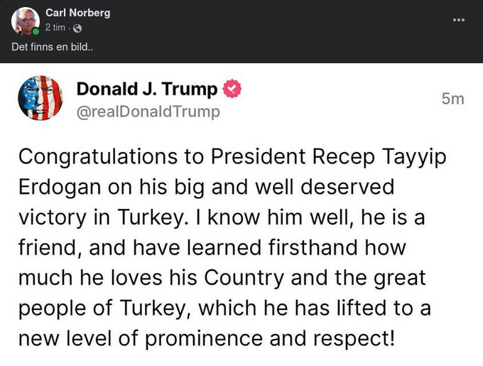 Trump Gratulerar Erdoğan