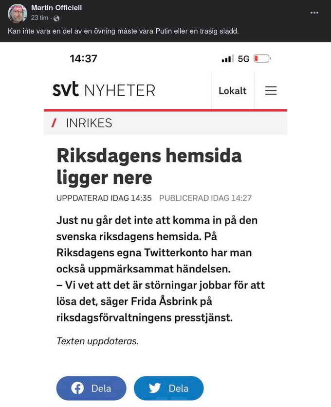 Riksdagens Hemsida Nere