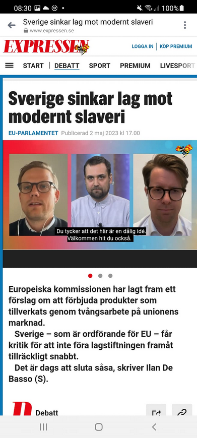 Slaverilagssinkande Sverige