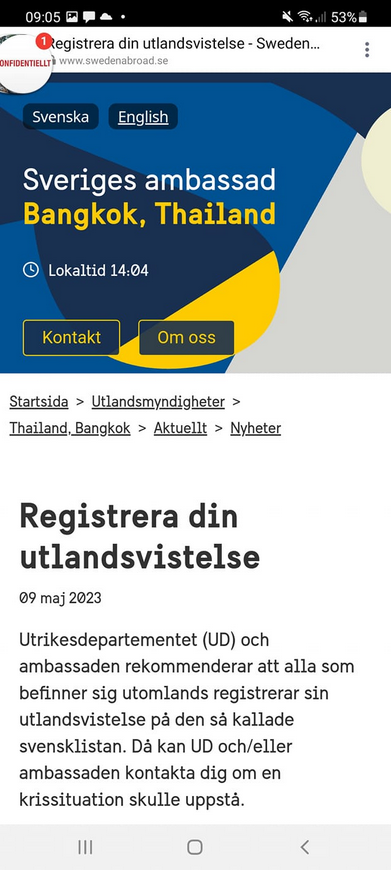 Utlandsvistelseregistreringsuppmanande UD