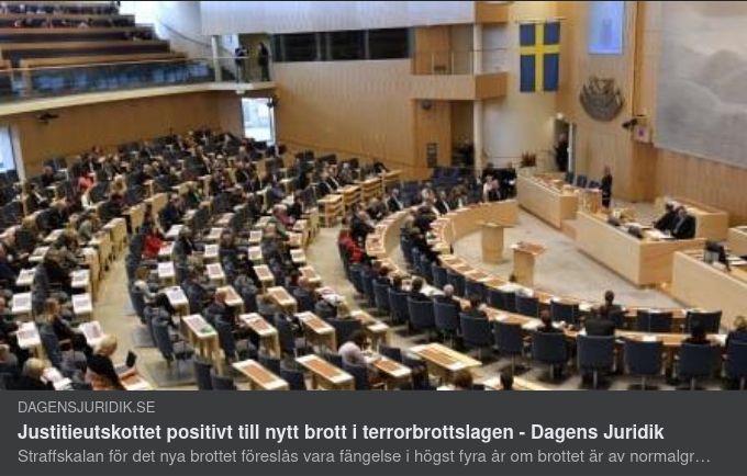 Positivt Justitieutskott Till Nytt Brott I Terrorbrottslagen