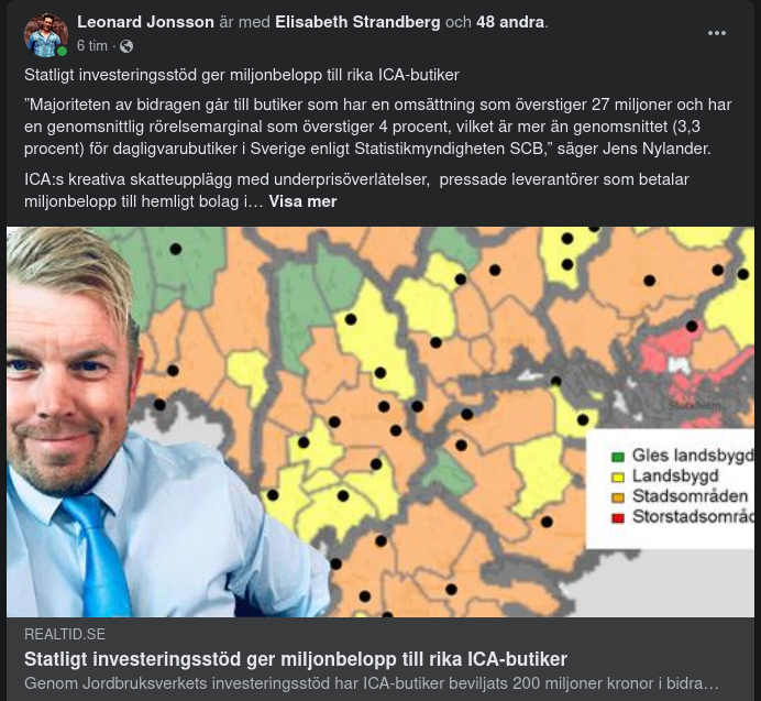 Statligt Investeringsstöd Till Rika ICA-Butiker