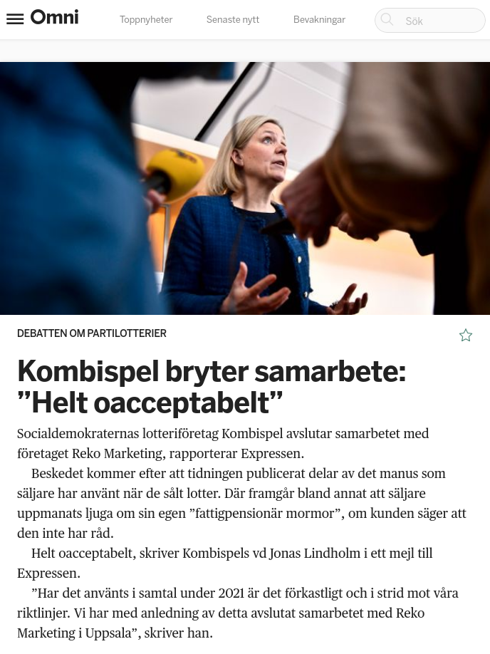 Avbrutet Spelförsäljningsljug